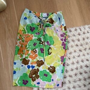 With Jean Bright Abstract Floral Midi Skirt in Multi Colors